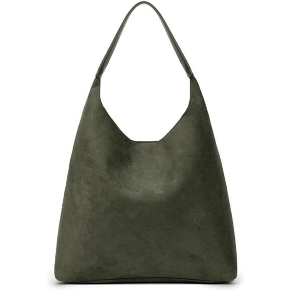 Suede Slouchy Bag, Hobo Handbag green - Picture 1 of 5